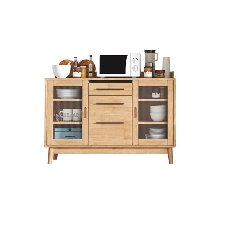 Contemporary Sideboard Buffet Rubberwood Solid Wood Dining Server 47"L x 16"W x 31"H Natural Clearhalo 'buffet_sideboard' 'Buffets & Sideboards' 'furn' 'furn_buffet_sideboard' 'Furniture' 'Kitchen & Dining Furniture' 6579250