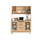 Contemporary Sideboard Buffet Rubberwood Solid Wood Dining Server 47"L x 16"W x 66"H Natural Clearhalo 'buffet_sideboard' 'Buffets & Sideboards' 'furn' 'furn_buffet_sideboard' 'Furniture' 'Kitchen & Dining Furniture' 6579252