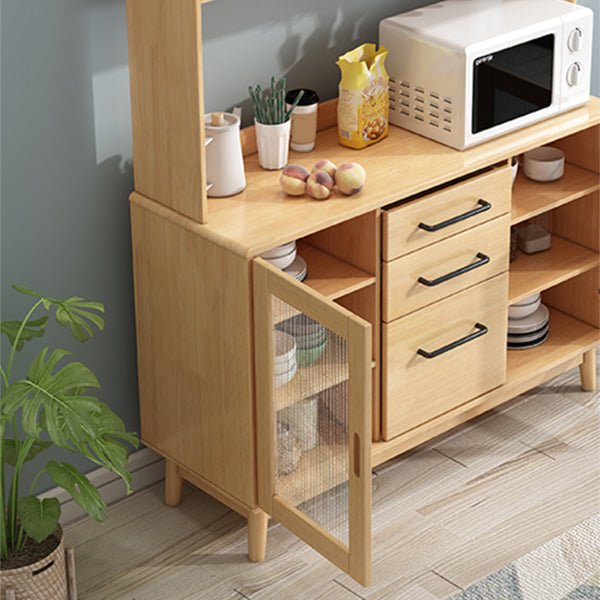 Contemporary Sideboard Buffet Rubberwood Solid Wood Dining Server Clearhalo 'buffet_sideboard' 'Buffets & Sideboards' 'furn' 'furn_buffet_sideboard' 'Furniture' 'Kitchen & Dining Furniture' 6579253