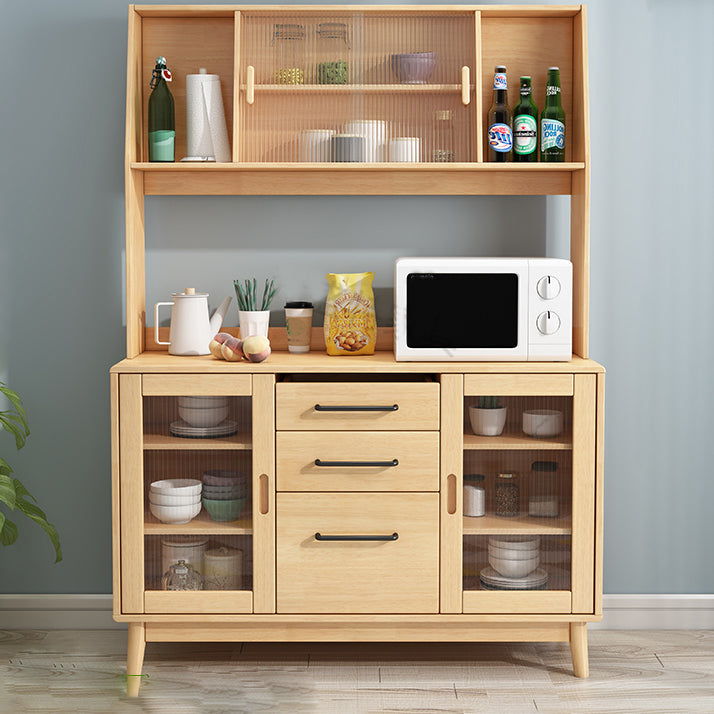 Contemporary Sideboard Buffet Rubberwood Solid Wood Dining Server Clearhalo 'buffet_sideboard' 'Buffets & Sideboards' 'furn' 'furn_buffet_sideboard' 'Furniture' 'Kitchen & Dining Furniture' 6579256