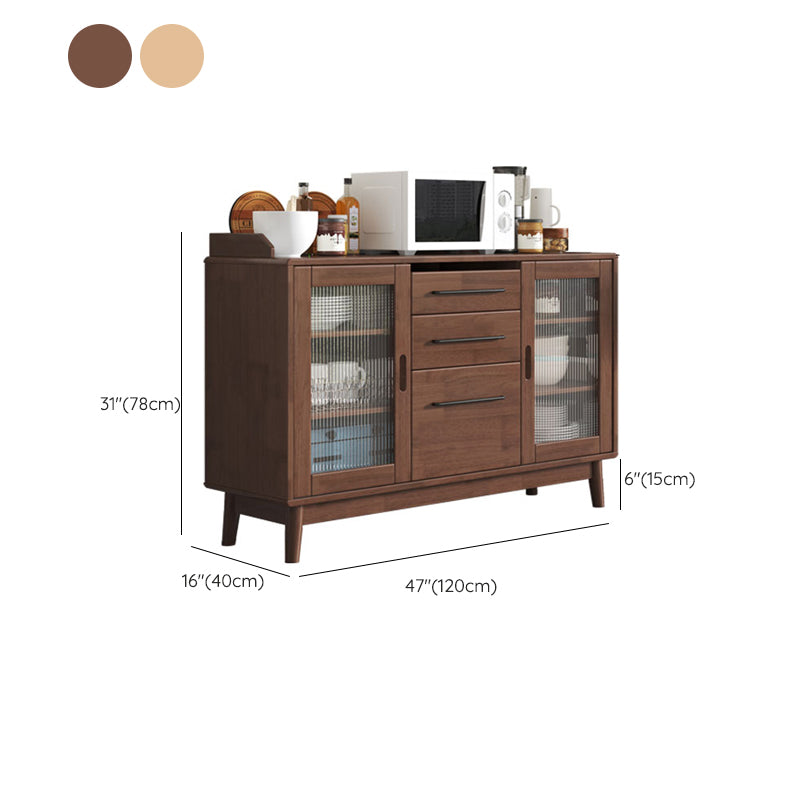 Contemporary Sideboard Buffet Rubberwood Solid Wood Dining Server Clearhalo 'buffet_sideboard' 'Buffets & Sideboards' 'furn' 'furn_buffet_sideboard' 'Furniture' 'Kitchen & Dining Furniture' 6579258