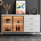 3-drawer Sideboard Cabinet with Drawers Glam Buffet Sideboard White-Gold Clearhalo 'buffet_sideboard' 'Buffets & Sideboards' 'furn' 'furn_buffet_sideboard' 'Furniture' 'Kitchen & Dining Furniture' 6579298