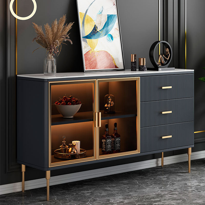 3-drawer Sideboard Cabinet with Drawers Glam Buffet Sideboard Clearhalo 'buffet_sideboard' 'Buffets & Sideboards' 'furn' 'furn_buffet_sideboard' 'Furniture' 'Kitchen & Dining Furniture' 6579300