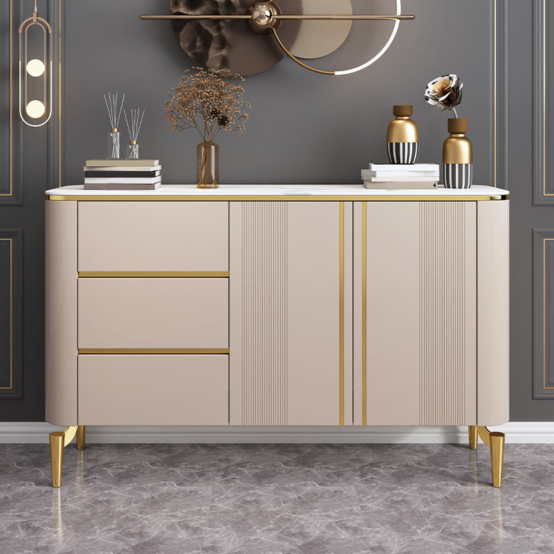 Armadietto di sideboard in pietra e legno con cassetti a buffet glam