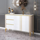 Armadietto di sideboard in pietra e legno con cassetti a buffet glam