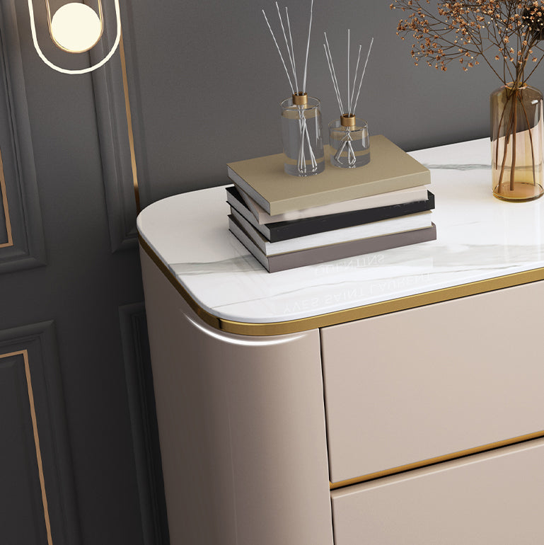 Armadietto di sideboard in pietra e legno con cassetti a buffet glam