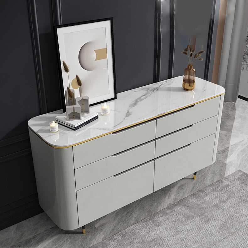 Tavolo latedeboard glam con cassetti in pietra e server da pranzo in legno per cucina