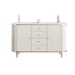 Armadietto di sideboard bianco con cassetti in pietra e tavolo da sideboard in legno