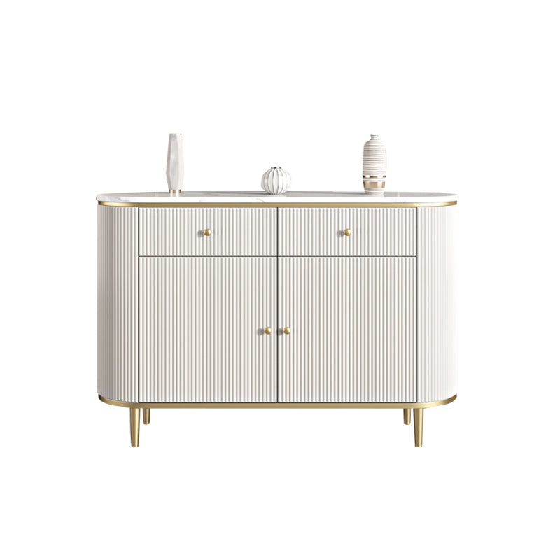 Armadietto di sideboard bianco con cassetti in pietra e tavolo da sideboard in legno