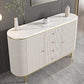 Armadietto di sideboard bianco con cassetti in pietra e tavolo da sideboard in legno