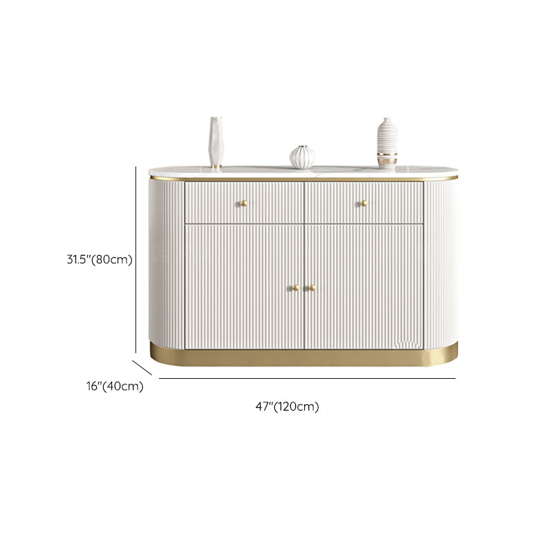 Armadietto di sideboard bianco con cassetti in pietra e tavolo da sideboard in legno