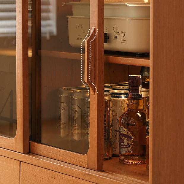 Tavolo di sideboard in legno massiccio marrone Server da pranzo moderno con cassetti