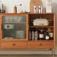 Tavolo di sideboard in legno massiccio marrone Server da pranzo moderno con cassetti