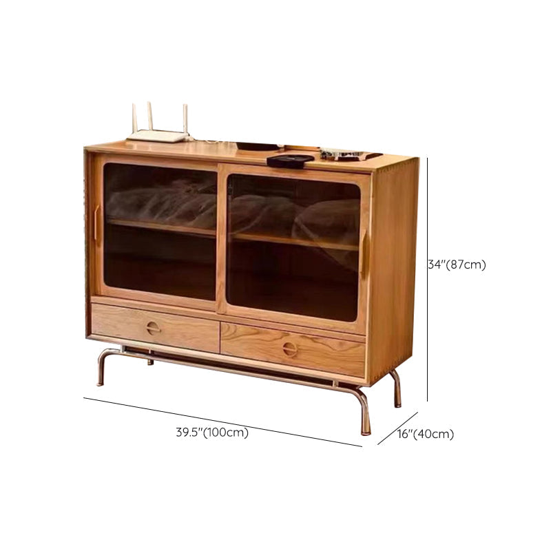 Tavolo di sideboard in legno massiccio marrone Server da pranzo moderno con cassetti