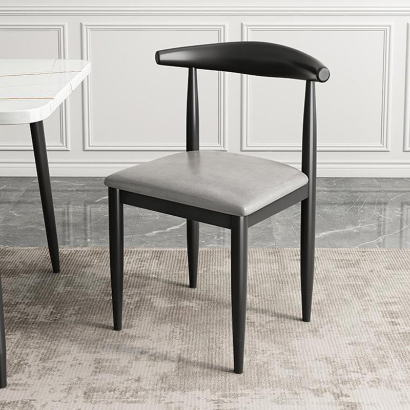 Keukenarmloze eetkamerstoel eetkamer metalen benen open achterkant stoel