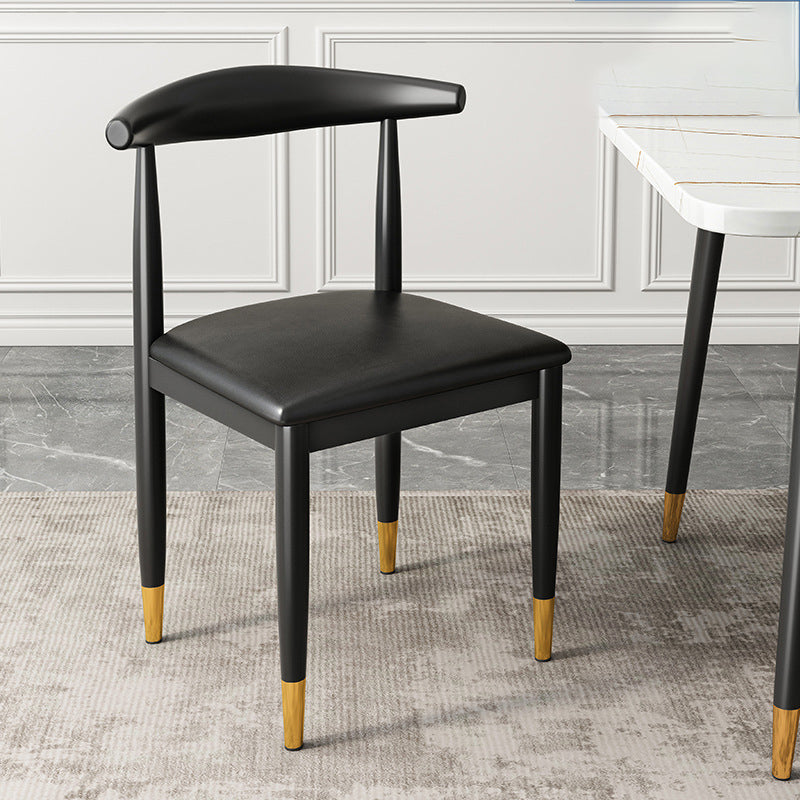 Keukenarmloze eetkamerstoel eetkamer metalen benen open achterkant stoel