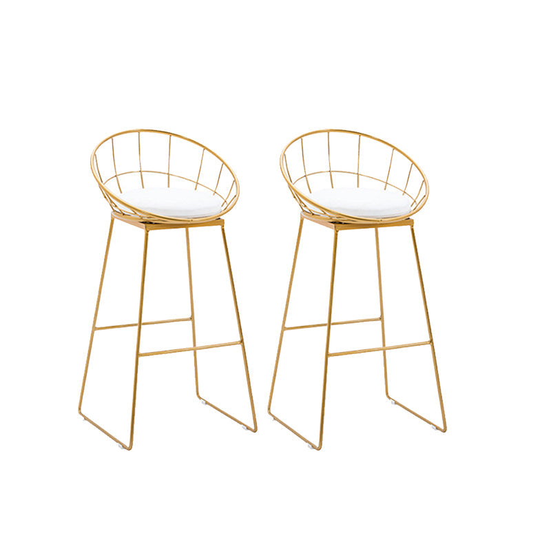 Glam Backrest Bar Stools Backrest Barstool with Gold Metal Legs