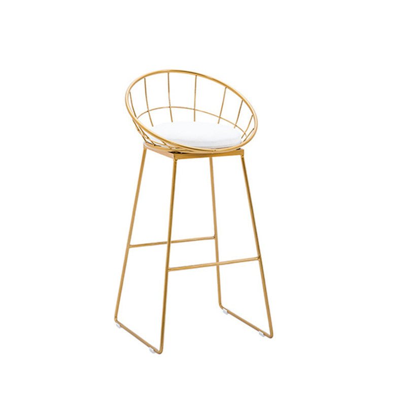 Glam Backrest Bar Stools Backrest Barstool with Gold Metal Legs