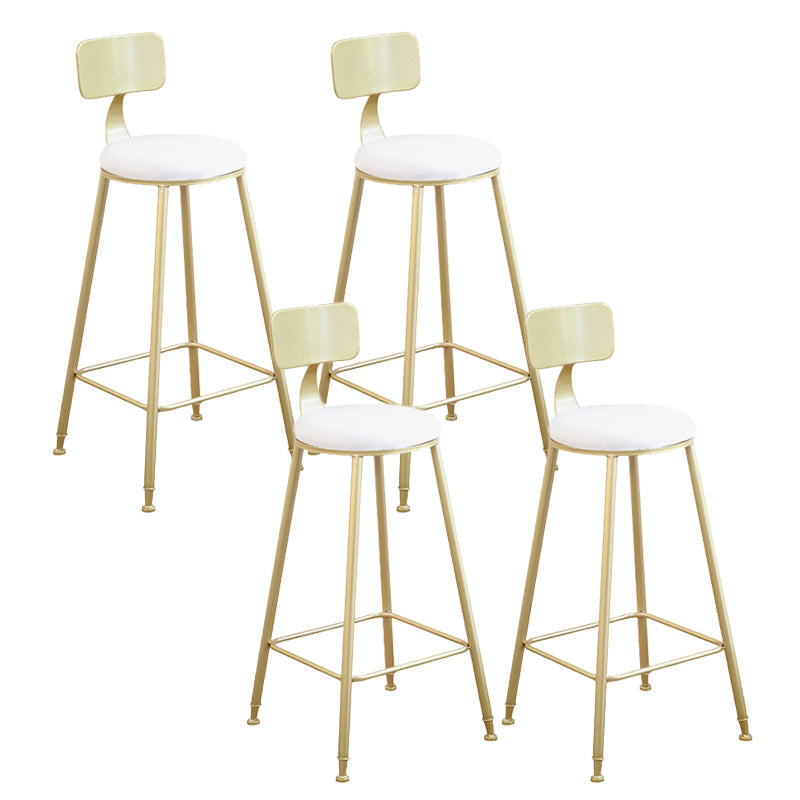 Glam Backrest Bar Stools Backrest Barstool with Gold Metal Legs
