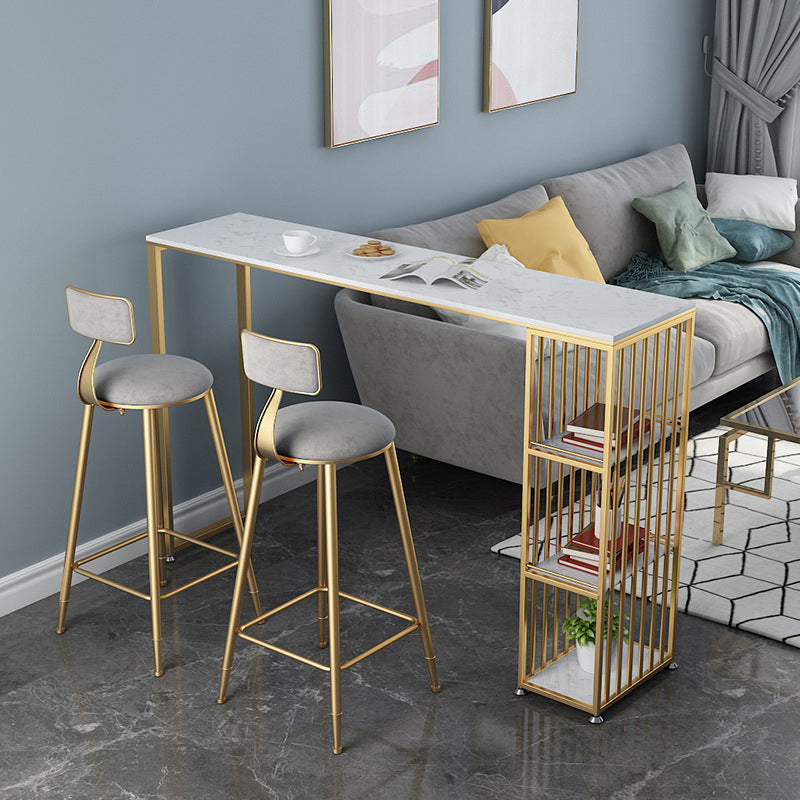 Contemporary Cushion Bar Stool Backrest Barstool with Gold Metal Legs Clearhalo 'Bar Furniture' 'Bar Stools' 'bar_stools' 'furn' 'furn_bar_stools' 'Furniture' 'Kitchen & Dining Furniture' 6579808