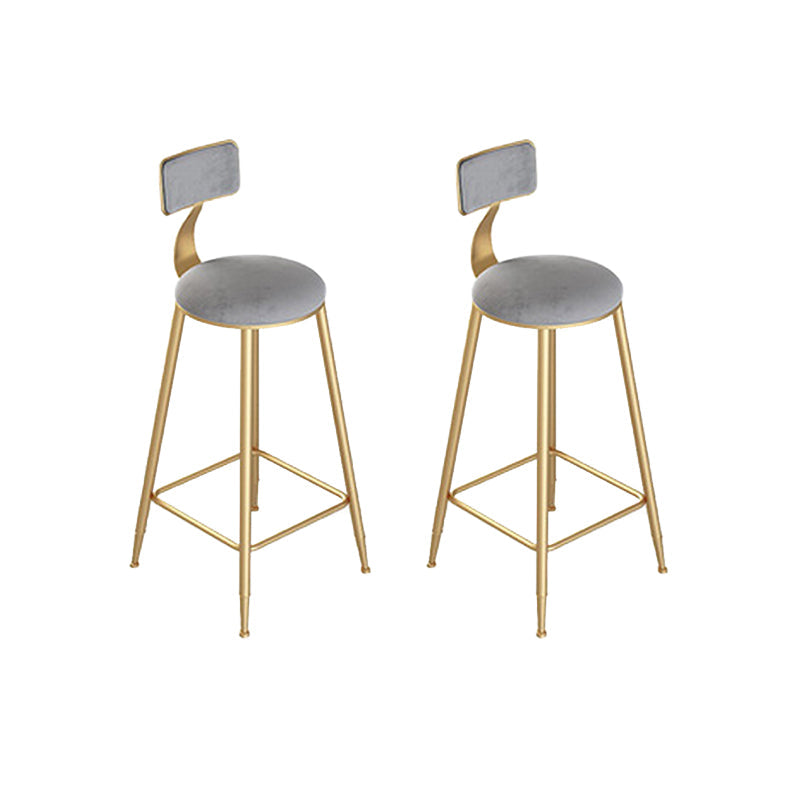 Contemporary Cushion Bar Stool Backrest Barstool with Gold Metal Legs Gray 2 Piece Set Clearhalo 'Bar Furniture' 'Bar Stools' 'bar_stools' 'furn' 'furn_bar_stools' 'Furniture' 'Kitchen & Dining Furniture' 6579809