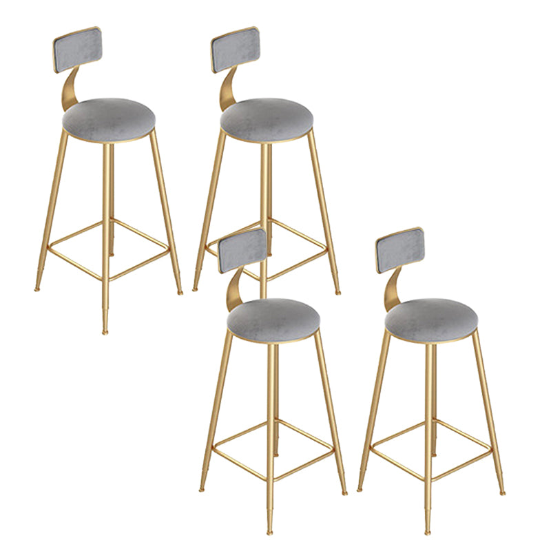 Contemporary Cushion Bar Stool Backrest Barstool with Gold Metal Legs Gray 4 Piece Set Clearhalo 'Bar Furniture' 'Bar Stools' 'bar_stools' 'furn' 'furn_bar_stools' 'Furniture' 'Kitchen & Dining Furniture' 6579811