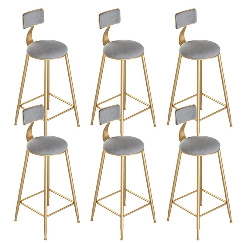 Contemporary Cushion Bar Stool Backrest Barstool with Gold Metal Legs Gray 6 Piece Set Clearhalo 'Bar Furniture' 'Bar Stools' 'bar_stools' 'furn' 'furn_bar_stools' 'Furniture' 'Kitchen & Dining Furniture' 6579812