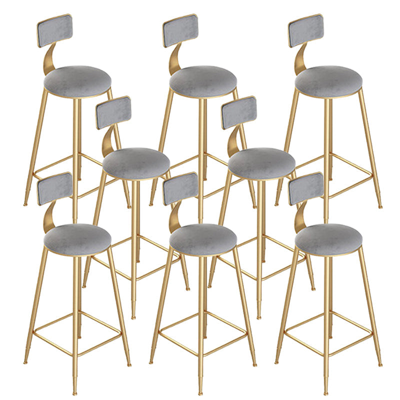 Contemporary Cushion Bar Stool Backrest Barstool with Gold Metal Legs Gray 8 Piece Set Clearhalo 'Bar Furniture' 'Bar Stools' 'bar_stools' 'furn' 'furn_bar_stools' 'Furniture' 'Kitchen & Dining Furniture' 6579815