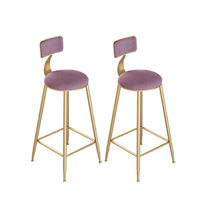 Contemporary Cushion Bar Stool Backrest Barstool with Gold Metal Legs Pink 2 Piece Set Clearhalo 'Bar Furniture' 'Bar Stools' 'bar_stools' 'furn' 'furn_bar_stools' 'Furniture' 'Kitchen & Dining Furniture' 6579817