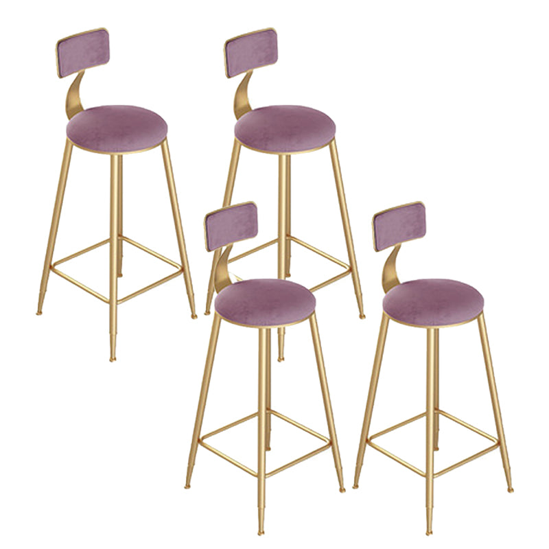 Contemporary Cushion Bar Stool Backrest Barstool with Gold Metal Legs Pink 4 Piece Set Clearhalo 'Bar Furniture' 'Bar Stools' 'bar_stools' 'furn' 'furn_bar_stools' 'Furniture' 'Kitchen & Dining Furniture' 6579820