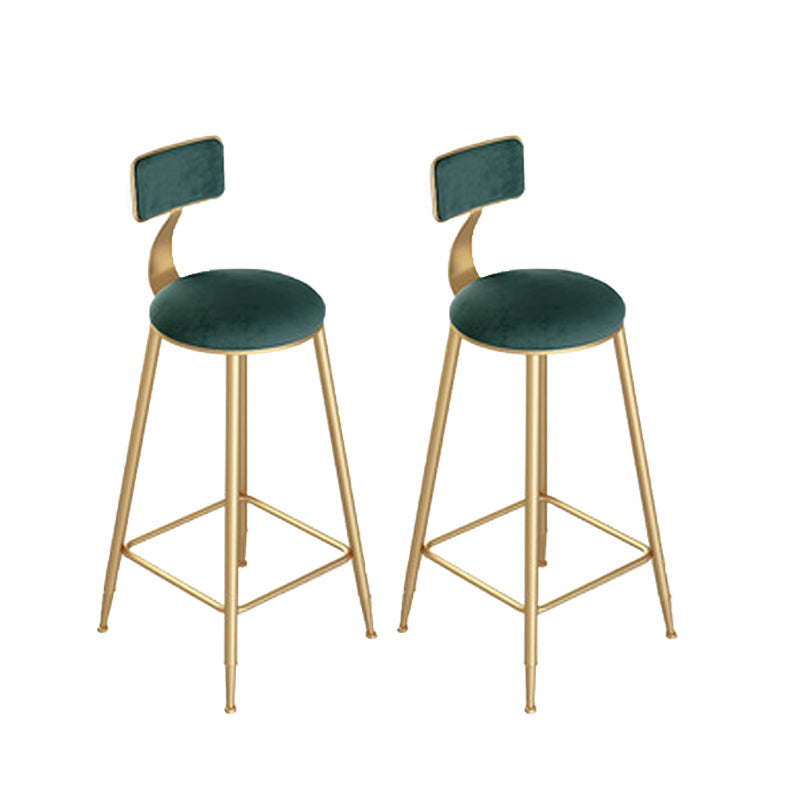 Contemporary Cushion Bar Stool Backrest Barstool with Gold Metal Legs Green 2 Piece Set Clearhalo 'Bar Furniture' 'Bar Stools' 'bar_stools' 'furn' 'furn_bar_stools' 'Furniture' 'Kitchen & Dining Furniture' 6579823