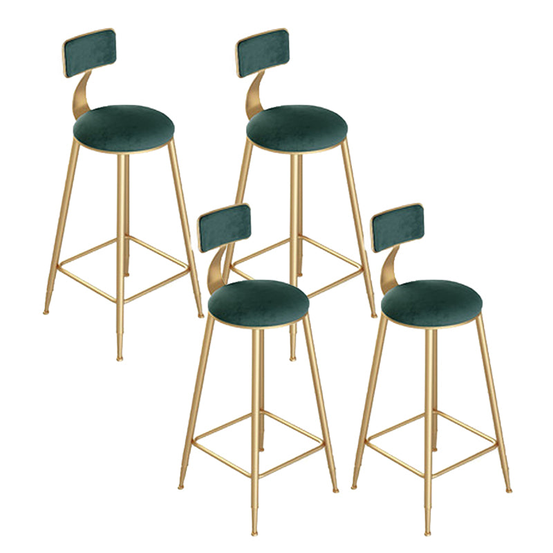 Contemporary Cushion Bar Stool Backrest Barstool with Gold Metal Legs Green 4 Piece Set Clearhalo 'Bar Furniture' 'Bar Stools' 'bar_stools' 'furn' 'furn_bar_stools' 'Furniture' 'Kitchen & Dining Furniture' 6579824