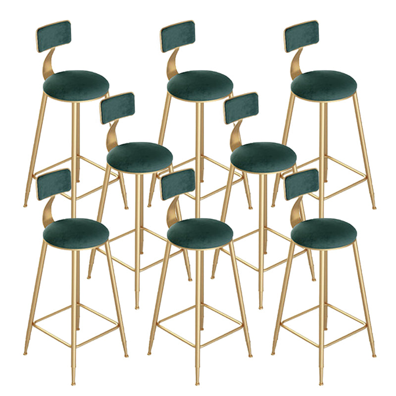 Contemporary Cushion Bar Stool Backrest Barstool with Gold Metal Legs Green 8 Piece Set Clearhalo 'Bar Furniture' 'Bar Stools' 'bar_stools' 'furn' 'furn_bar_stools' 'Furniture' 'Kitchen & Dining Furniture' 6579826