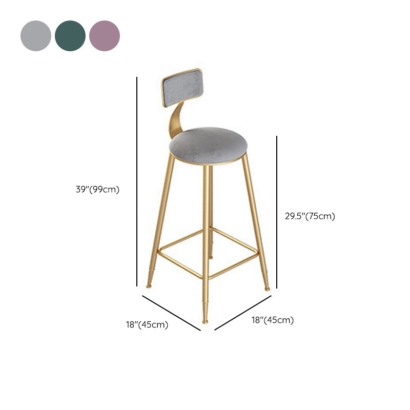 Contemporary Cushion Bar Stool Backrest Barstool with Gold Metal Legs Clearhalo 'Bar Furniture' 'Bar Stools' 'bar_stools' 'furn' 'furn_bar_stools' 'Furniture' 'Kitchen & Dining Furniture' 6579827