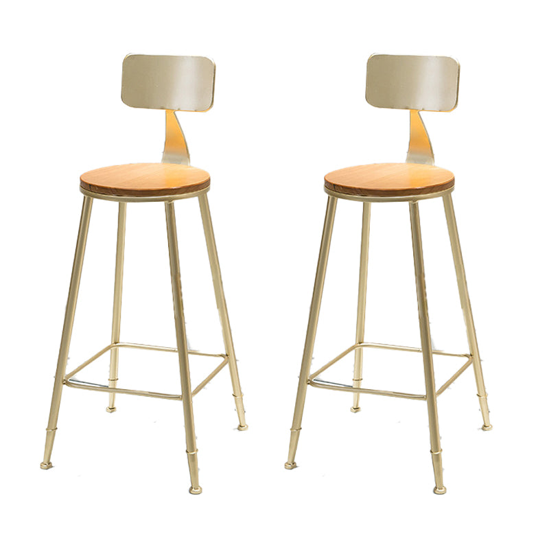 Contemporary Armless Bar Stools Wood Barstools with Footrest Gold With Back 2 Piece Set Clearhalo 'Bar Furniture' 'Bar Stools' 'bar_stools' 'furn' 'furn_bar_stools' 'Furniture' 'Kitchen & Dining Furniture' 6579842