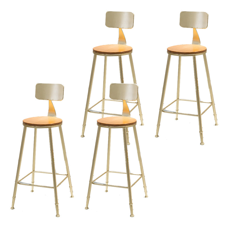 Contemporary Armless Bar Stools Wood Barstools with Footrest Gold With Back 4 Piece Set Clearhalo 'Bar Furniture' 'Bar Stools' 'bar_stools' 'furn' 'furn_bar_stools' 'Furniture' 'Kitchen & Dining Furniture' 6579843