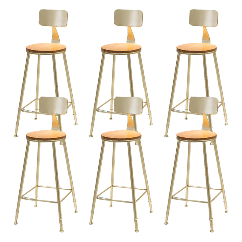 Contemporary Armless Bar Stools Wood Barstools with Footrest Gold With Back 6 Piece Set Clearhalo 'Bar Furniture' 'Bar Stools' 'bar_stools' 'furn' 'furn_bar_stools' 'Furniture' 'Kitchen & Dining Furniture' 6579846