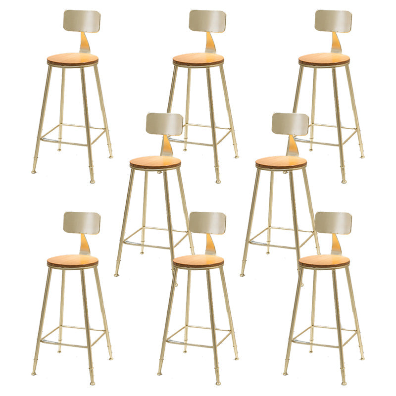 Contemporary Armless Bar Stools Wood Barstools with Footrest Gold With Back 8 Piece Set Clearhalo 'Bar Furniture' 'Bar Stools' 'bar_stools' 'furn' 'furn_bar_stools' 'Furniture' 'Kitchen & Dining Furniture' 6579847