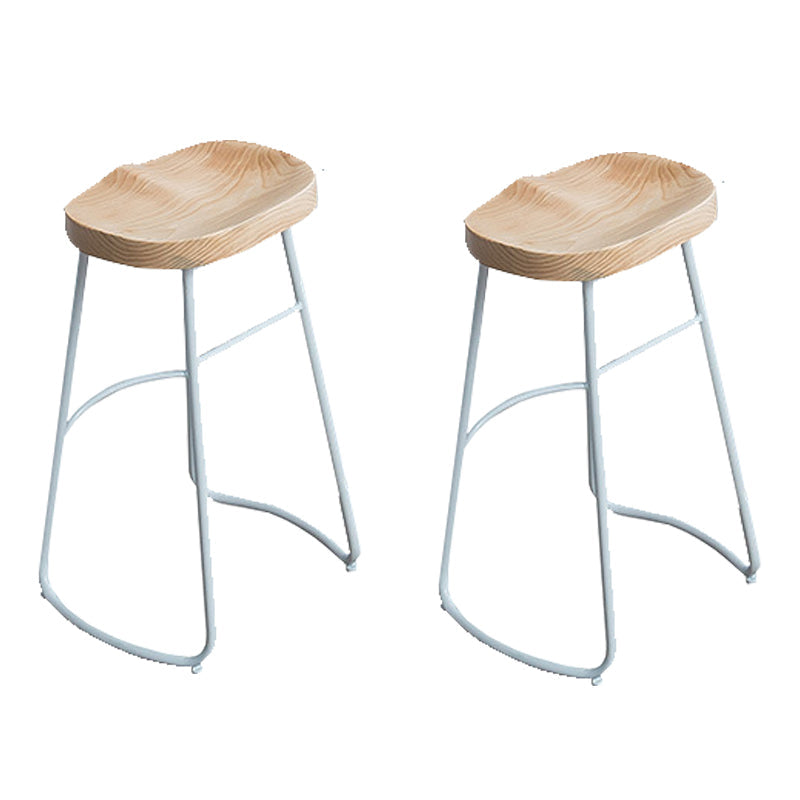 Contemporary Armless Bar Stools Wood Barstools with Footrest White Backless 2 Piece Set Clearhalo 'Bar Furniture' 'Bar Stools' 'bar_stools' 'furn' 'furn_bar_stools' 'Furniture' 'Kitchen & Dining Furniture' 6579851