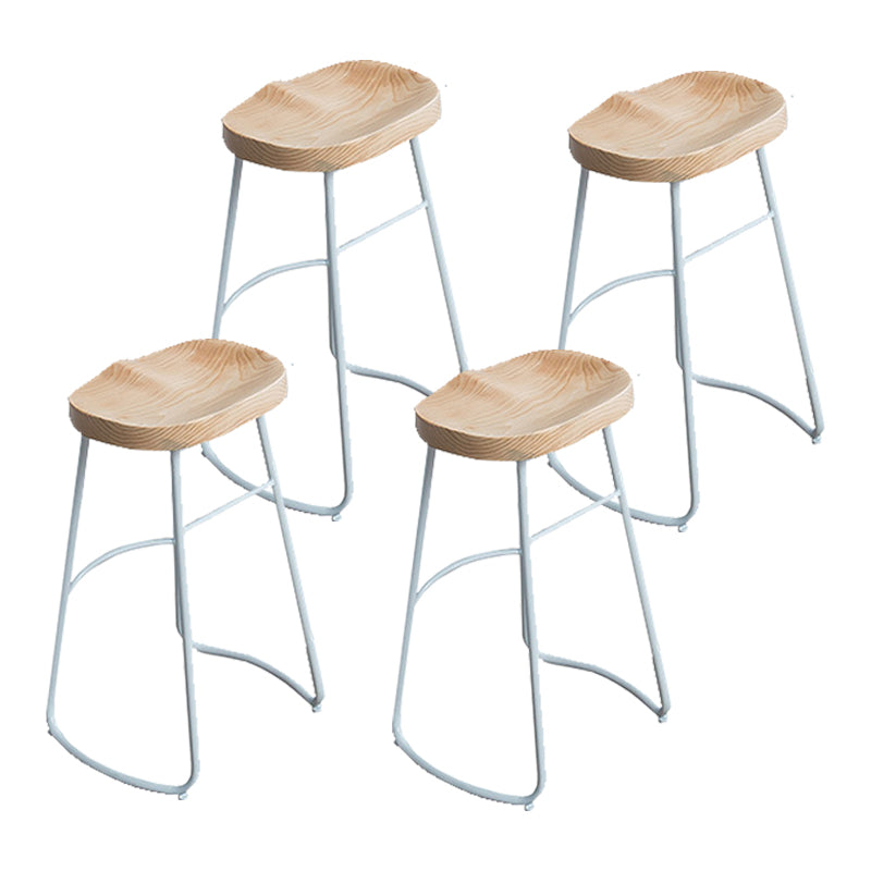 Contemporary Armless Bar Stools Wood Barstools with Footrest White Backless 4 Piece Set Clearhalo 'Bar Furniture' 'Bar Stools' 'bar_stools' 'furn' 'furn_bar_stools' 'Furniture' 'Kitchen & Dining Furniture' 6579853