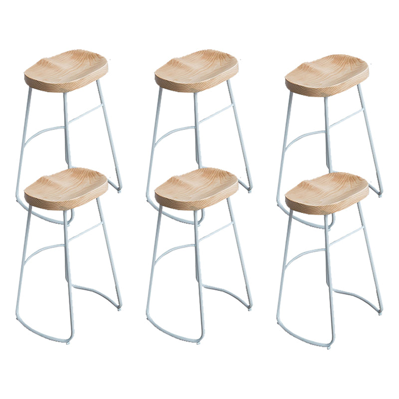 Contemporary Armless Bar Stools Wood Barstools with Footrest White Backless 6 Piece Set Clearhalo 'Bar Furniture' 'Bar Stools' 'bar_stools' 'furn' 'furn_bar_stools' 'Furniture' 'Kitchen & Dining Furniture' 6579855