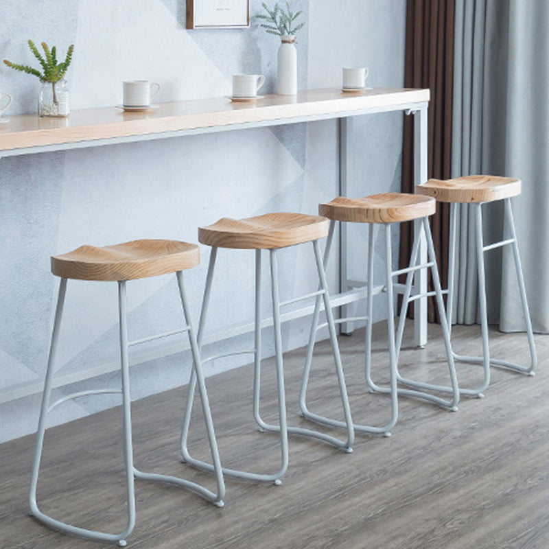 Contemporary Armless Bar Stools Wood Barstools with Footrest Clearhalo 'Bar Furniture' 'Bar Stools' 'bar_stools' 'furn' 'furn_bar_stools' 'Furniture' 'Kitchen & Dining Furniture' 6579857