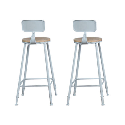 Contemporary Armless Bar Stools Wood Barstools with Footrest White With Back 2 Piece Set Clearhalo 'Bar Furniture' 'Bar Stools' 'bar_stools' 'furn' 'furn_bar_stools' 'Furniture' 'Kitchen & Dining Furniture' 6579860