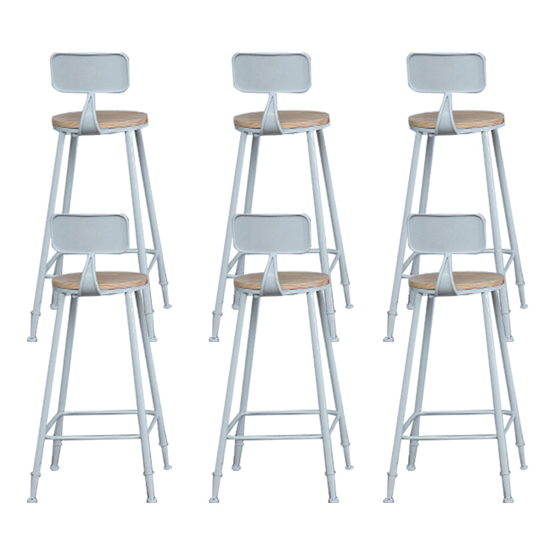 Contemporary Armless Bar Stools Wood Barstools with Footrest White With Back 6 Piece Set Clearhalo 'Bar Furniture' 'Bar Stools' 'bar_stools' 'furn' 'furn_bar_stools' 'Furniture' 'Kitchen & Dining Furniture' 6579862