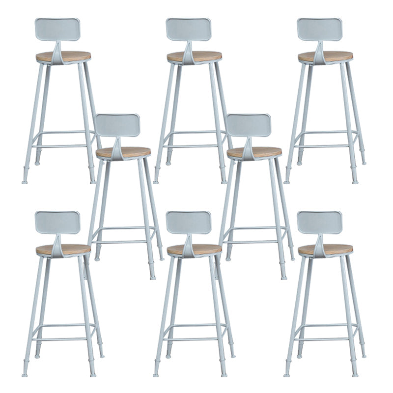 Contemporary Armless Bar Stools Wood Barstools with Footrest White With Back 8 Piece Set Clearhalo 'Bar Furniture' 'Bar Stools' 'bar_stools' 'furn' 'furn_bar_stools' 'Furniture' 'Kitchen & Dining Furniture' 6579863