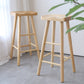 Modern Armless Solid Wood Bar Stool Indoor Backless Contoured Seat Stool