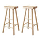 Modern Armless Solid Wood Bar Stool Indoor Backless Contoured Seat Stool