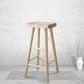 Modern Armless Solid Wood Bar Stool Indoor Backless Contoured Seat Stool