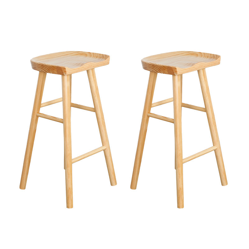 Industrial Solid Wood Bar Stool Backless Counter Stool for Living Room Natural 2 Piece Set Clearhalo 'Bar Furniture' 'Bar Stools' 'bar_stools' 'furn' 'furn_bar_stools' 'Furniture' 'Kitchen & Dining Furniture' 6579887