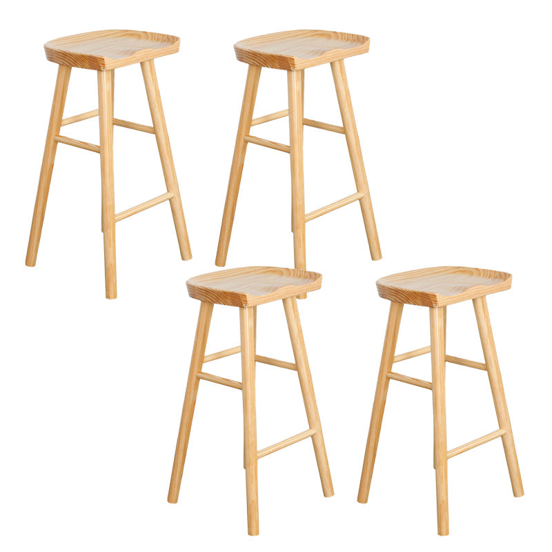 Industrial Solid Wood Bar Stool Backless Counter Stool for Living Room Natural 4 Piece Set Clearhalo 'Bar Furniture' 'Bar Stools' 'bar_stools' 'furn' 'furn_bar_stools' 'Furniture' 'Kitchen & Dining Furniture' 6579889